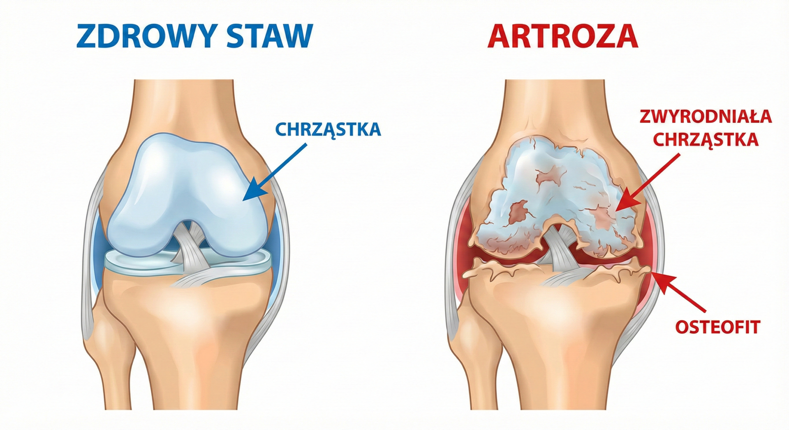 Schemat degeneracji chrząstki stawowej